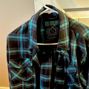 Dixxon Union Square Plaid button down flannel. Size Large and Tall. Unisex